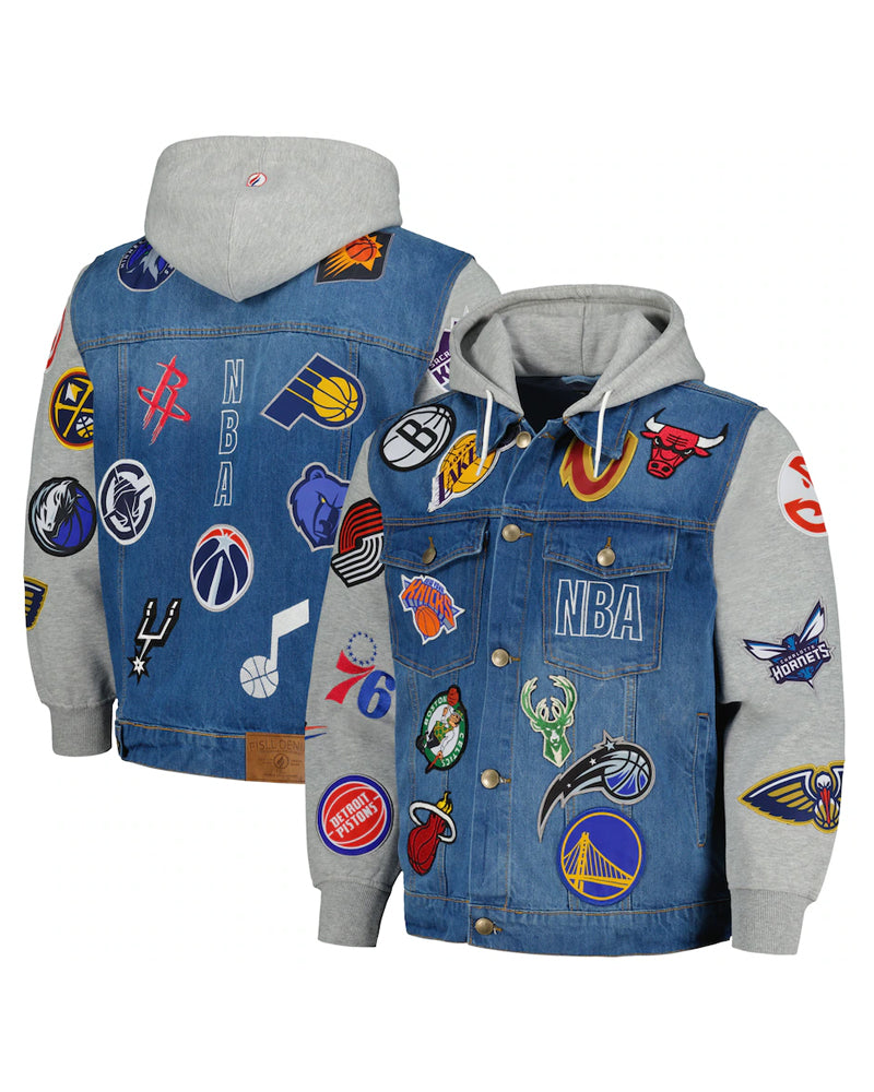 Men’s NBA FISLL Blue/Gray All Teams Denim Jacket