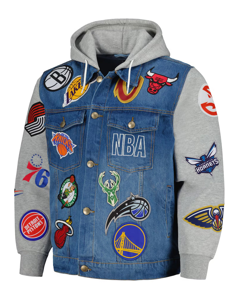 Men’s NBA FISLL Blue/Gray All Teams Denim Jacket