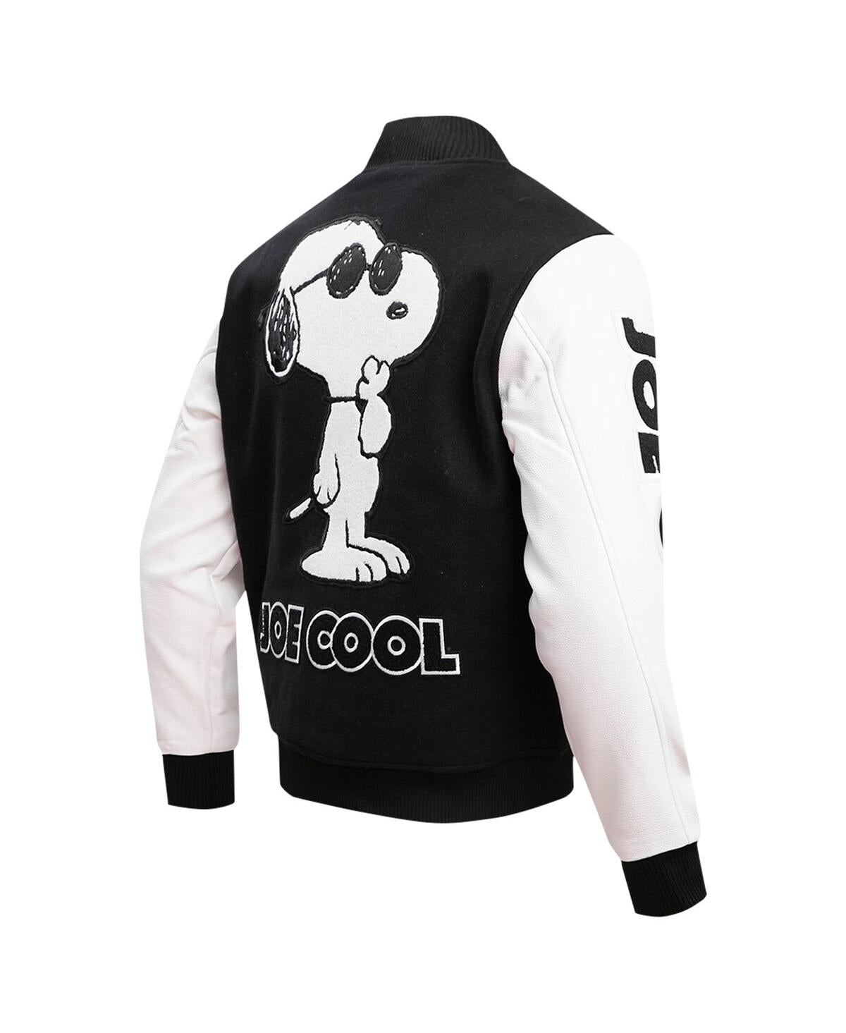 Men’s Black Peanuts Snoopy Joe Cool Full-zip Varsity Jacket