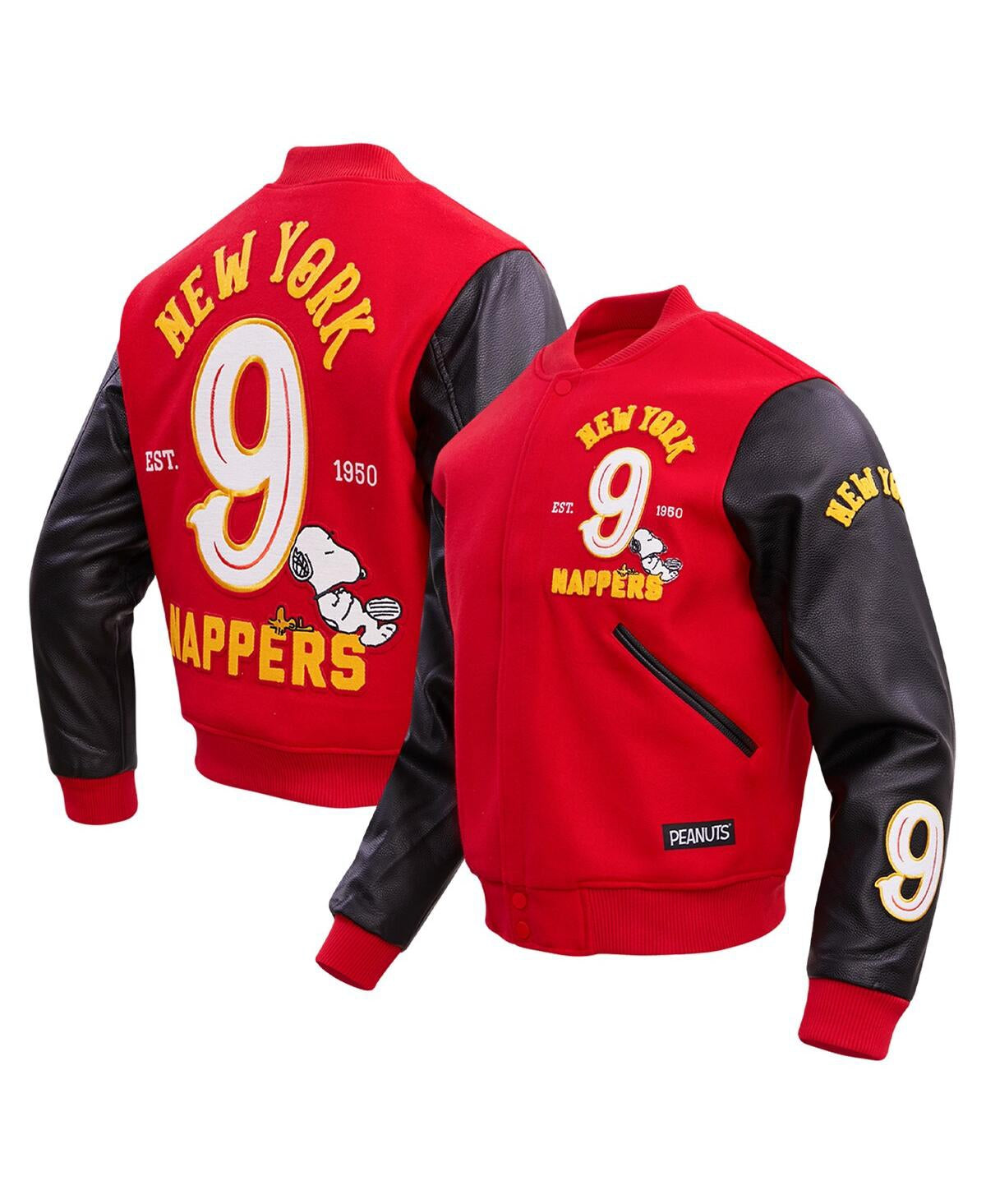Men’s Red Peanuts Snoopy New York Nappers Full-zip Varsity Jacket