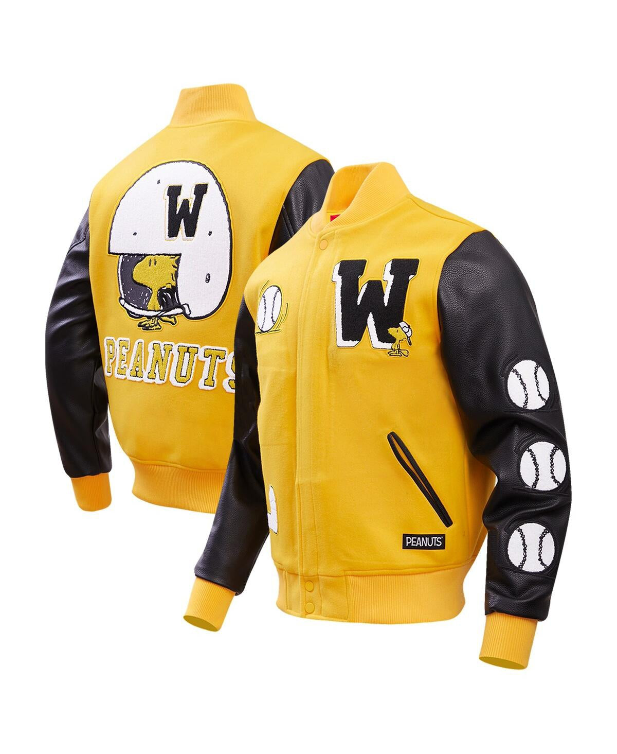 Men’s Yellow Peanuts Woodstock Sports Full-zip Varsity Jacket