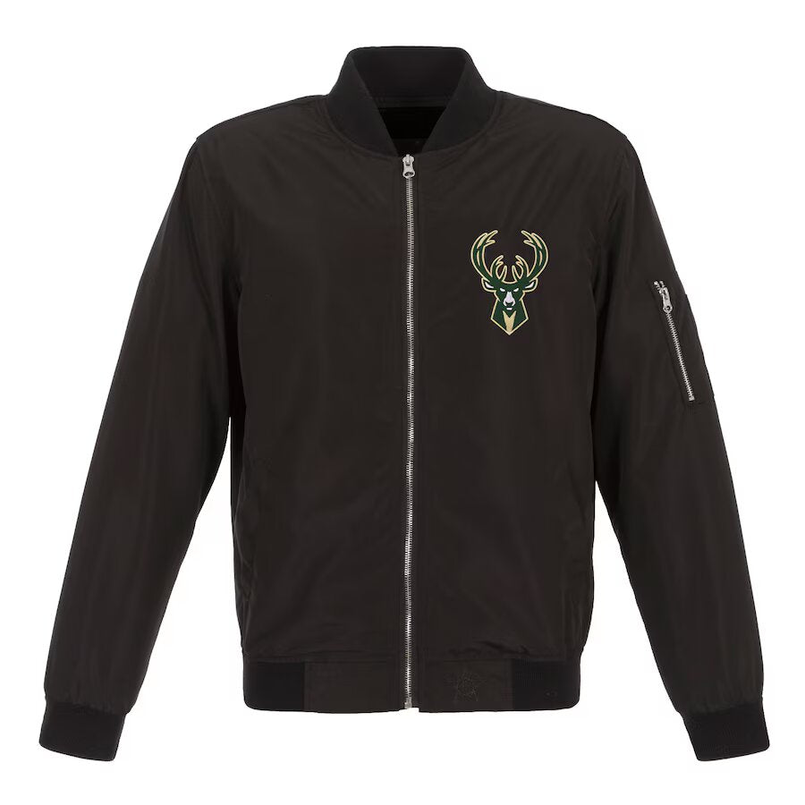 Men's Milwaukee Bucks Giannis Antetokounmpo Fanatics Black Player Full-Zip Bomber Jacket