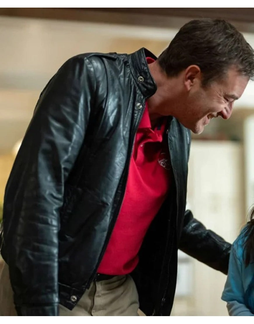 Good American Family 2025 Mark Duplass Black Leather Jacket