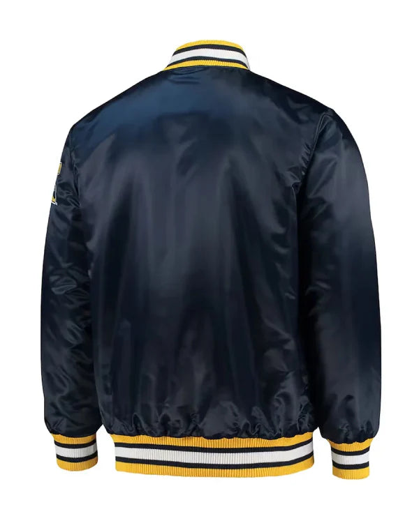 Michigan Wolverines O-Line Navy Blue Satin Jacket