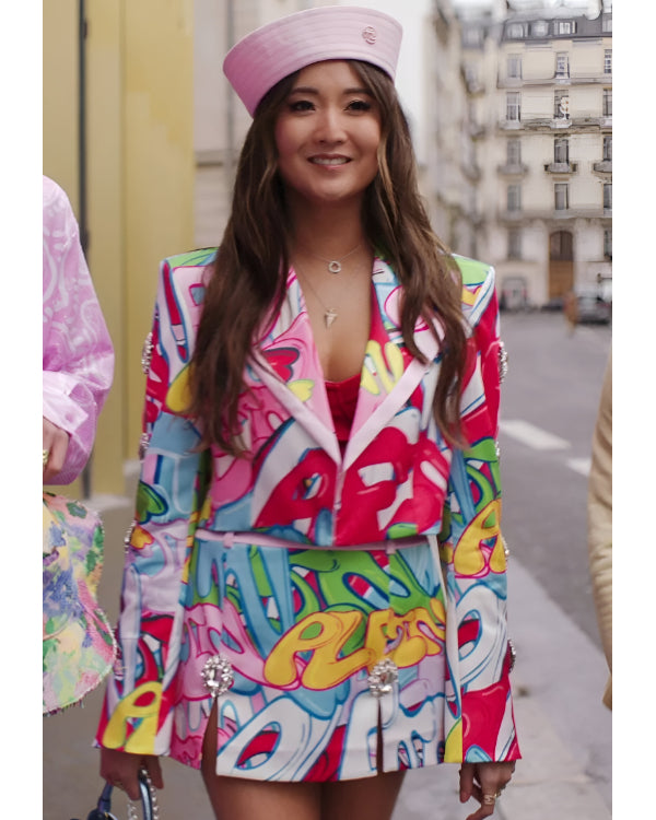 MindyChenTV-SeriesEmilyInParisS04AshleyParkGraffiti-PrintSpencerJacket
