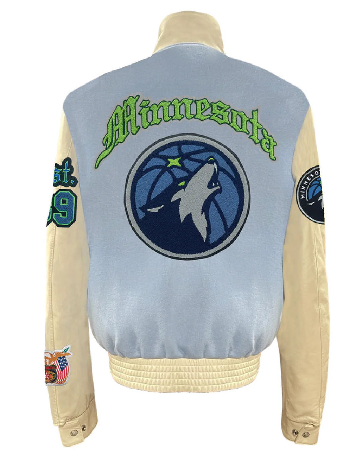 Minnesota Timberwolves Baby Blue Wool & Leather Jacket