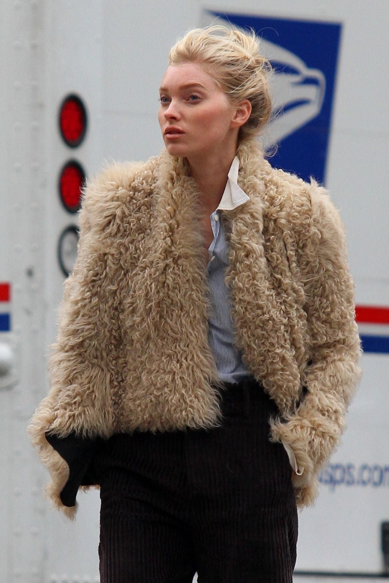 Elsa Hosk Looks Stylish In A Sheep-like Jacket