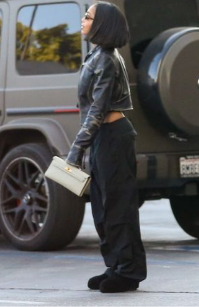 Lori Harvey Hangs Out With The Biebers Leather Jacket