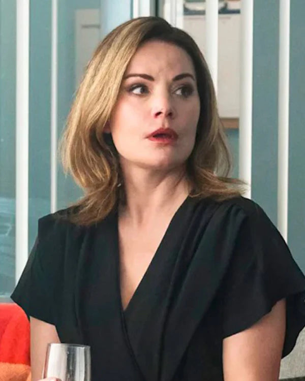 Emma O’brea Series Murder In A Small Town 2024 Erica Durance Black Wrap Jumpsuit