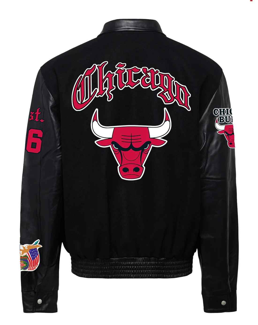 Chicago Bulls Wool & Leather Old English Varsity Jacket Black