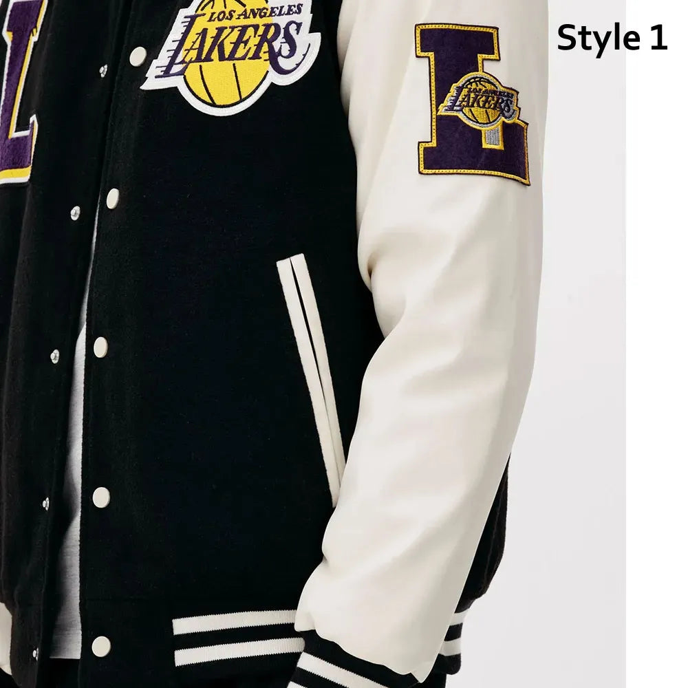 NBA LA Lakers Black and White Varsity Jacket