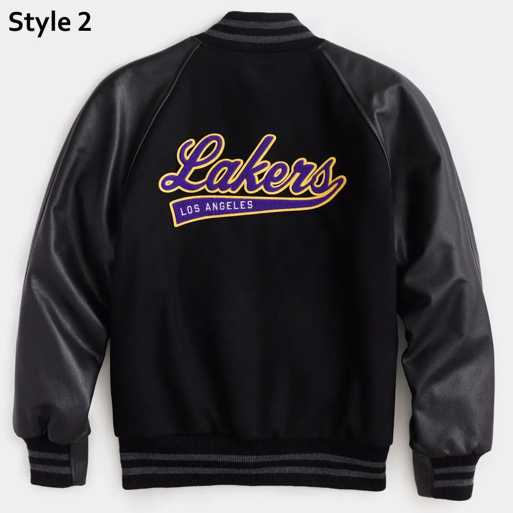 NBA LA Lakers Black and White Varsity Jacket