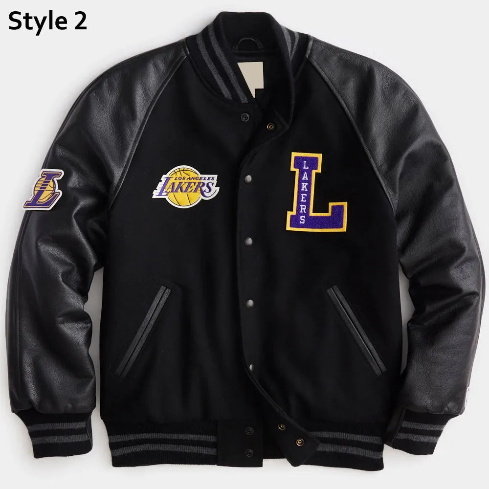 NBA LA Lakers Black and White Varsity Jacket