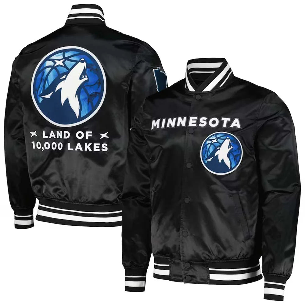 NBA Men’s Minnesota Timberwolves Black City Edition Satin Jacket