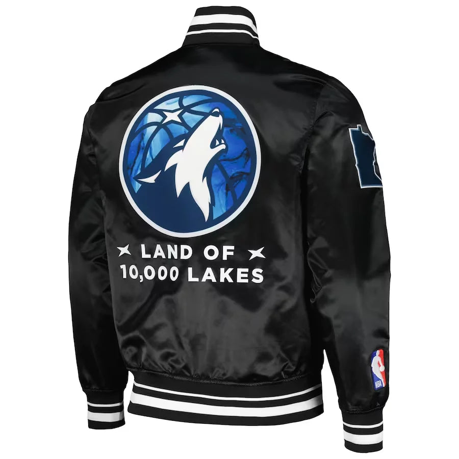 NBA Men’s Minnesota Timberwolves Black City Edition Satin Jacket