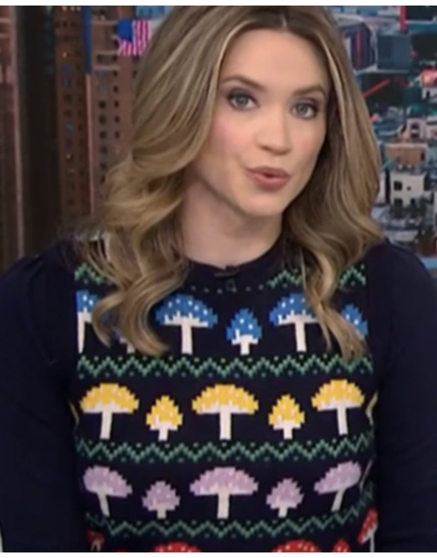 NBC News Daily 2025 Ellison Barber Mushroom Print Sweater Vest