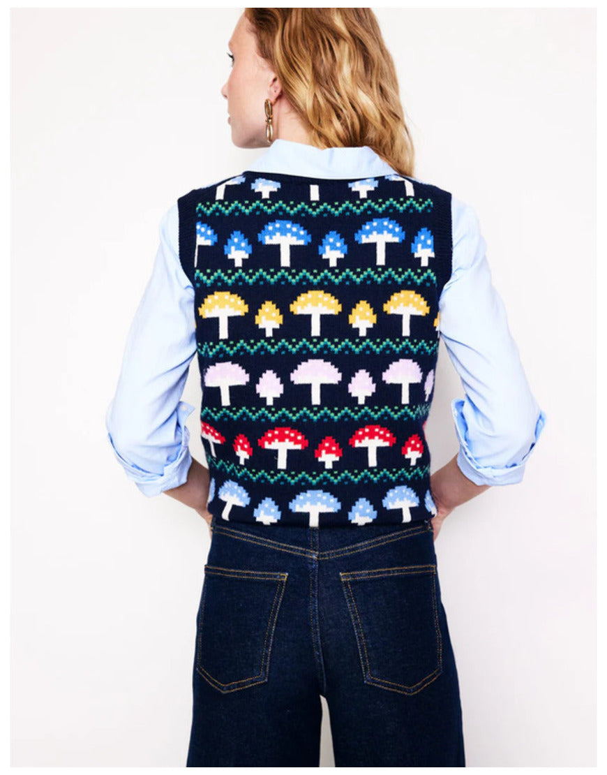 NBC News Daily 2025 Ellison Barber Mushroom Print Sweater Vest