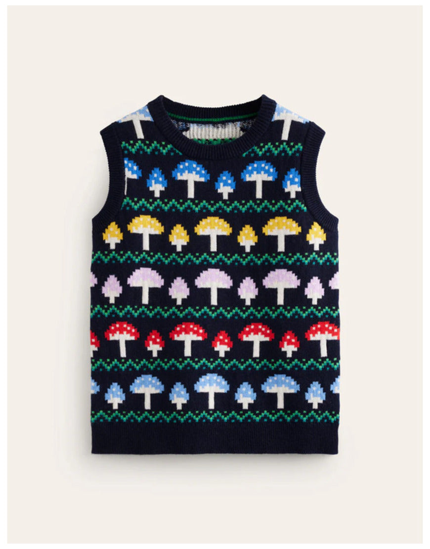 NBC News Daily 2025 Ellison Barber Mushroom Print Sweater Vest