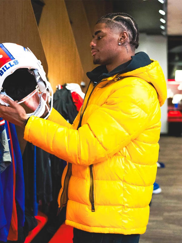 Keon Coleman NFL Yellow Hooded Jacket