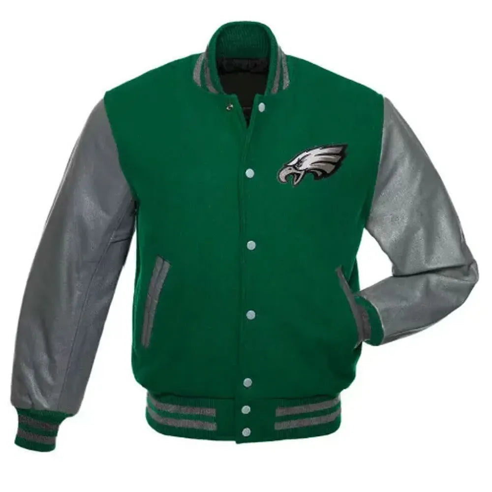 NFLPhiladelphiaEaglesLettermanVarsityGreenandWhiteJacket