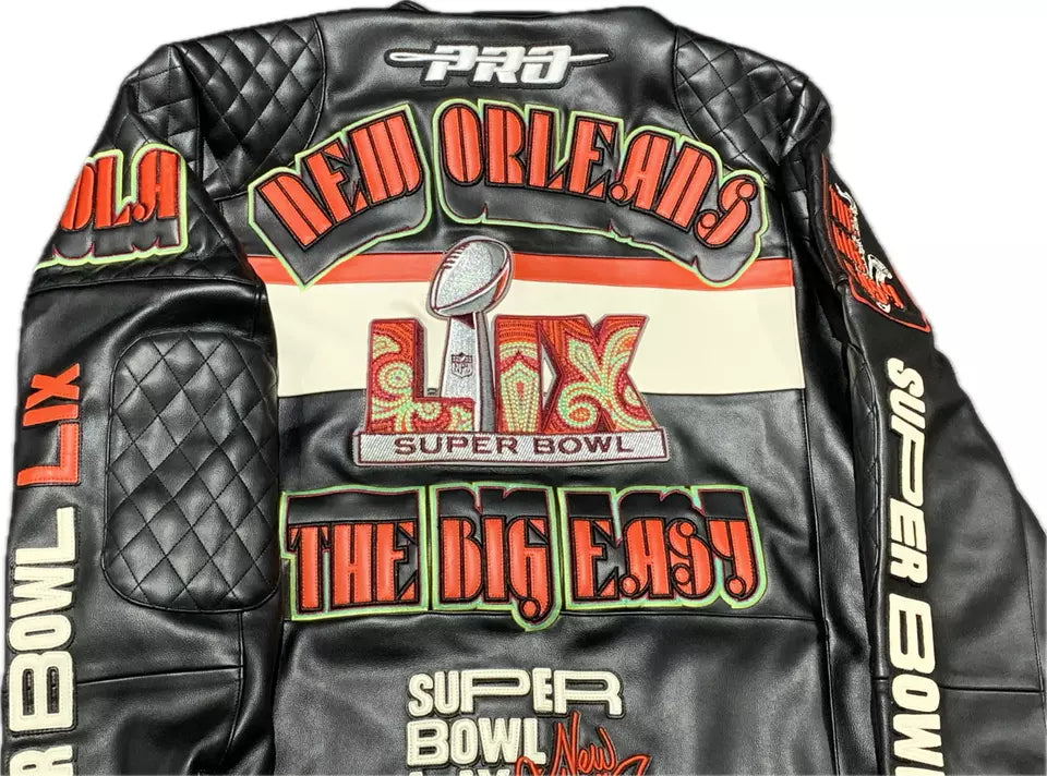 NFL Super Bowl 59 Men’s Pinnacle Moto Leather Jacket