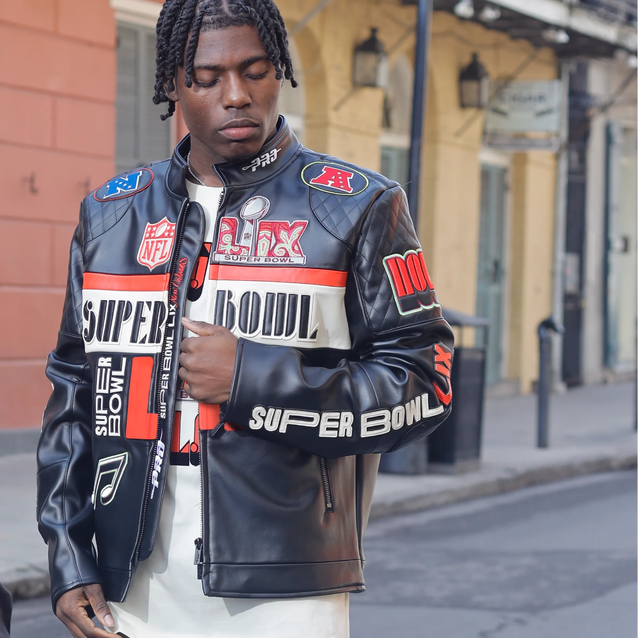 NFL Super Bowl 59 Men’s Pinnacle Moto Leather Jacket