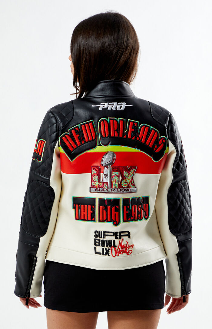 NFL Super Bowl 59 Women’s Pinnacle Moto Leather Jacket