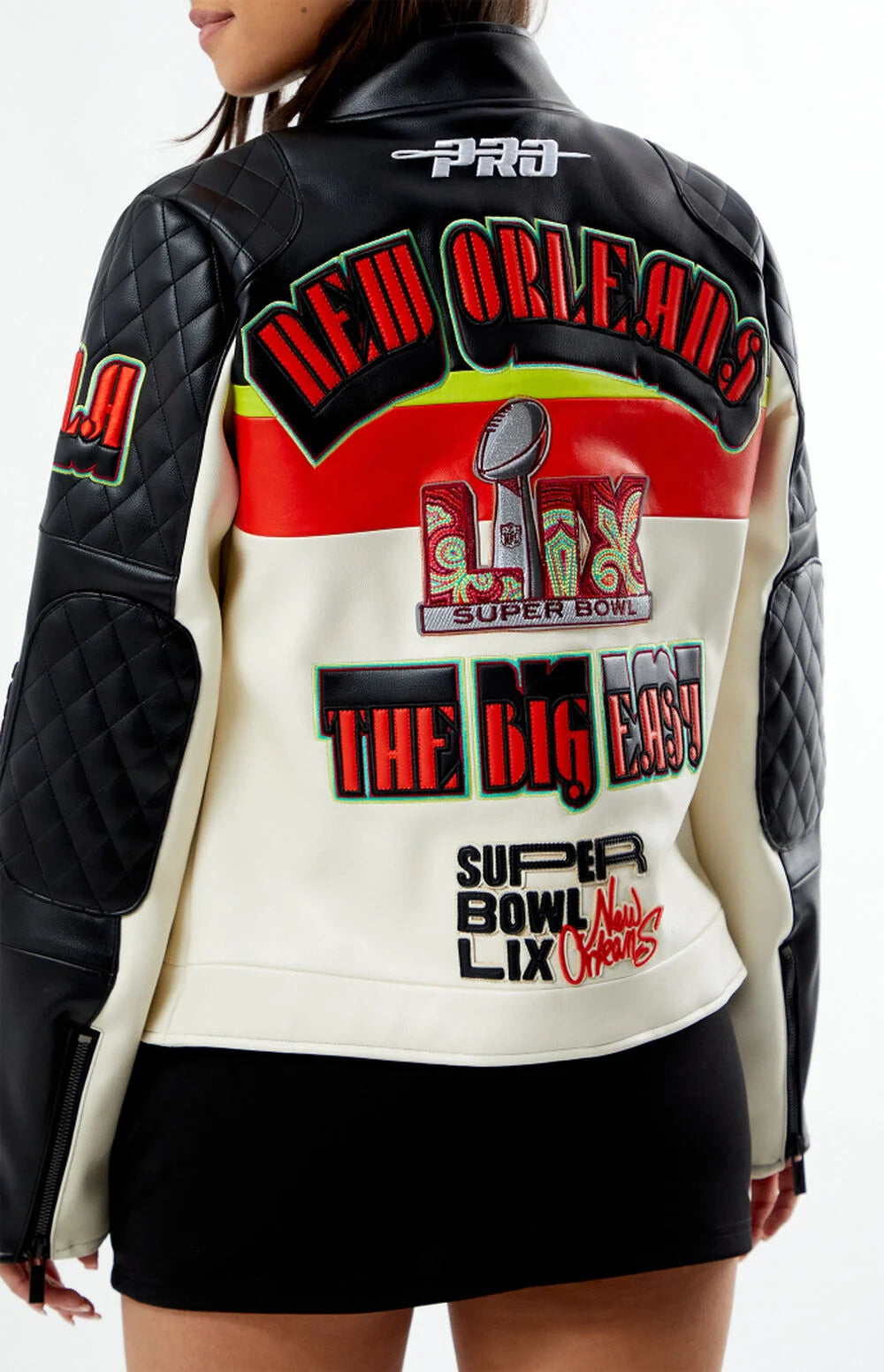 NFL Super Bowl 59 Women’s Pinnacle Moto Leather Jacket
