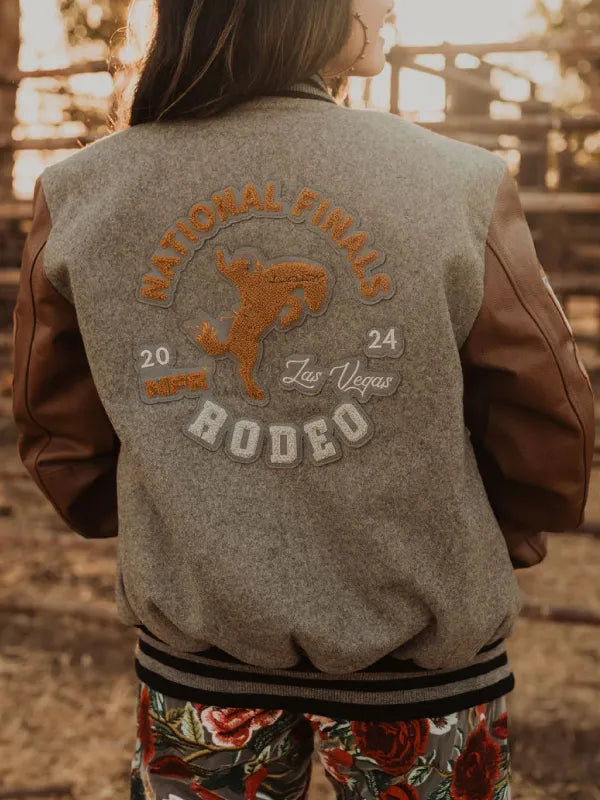 Rodeo NFR Las Vegas Brown Letterman Jacket