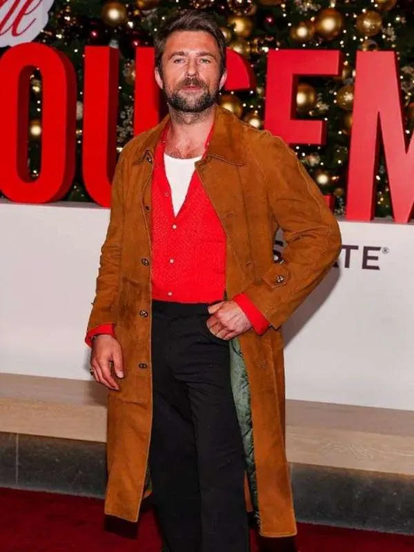 Brandon Sklenar The Housemaid New York Screening Brown Coat