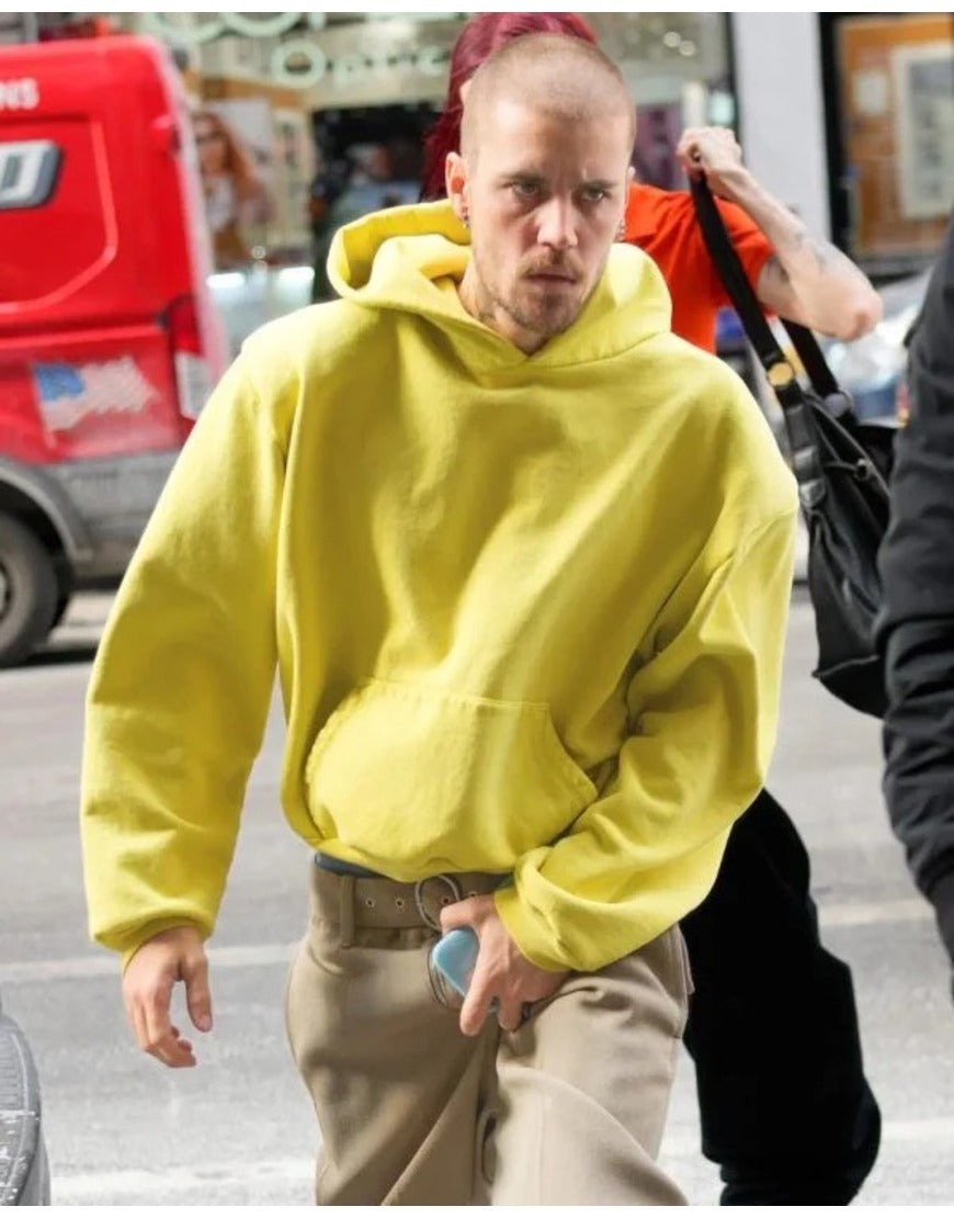 Justin Bieber NYC 2025 Yellow Hoodie