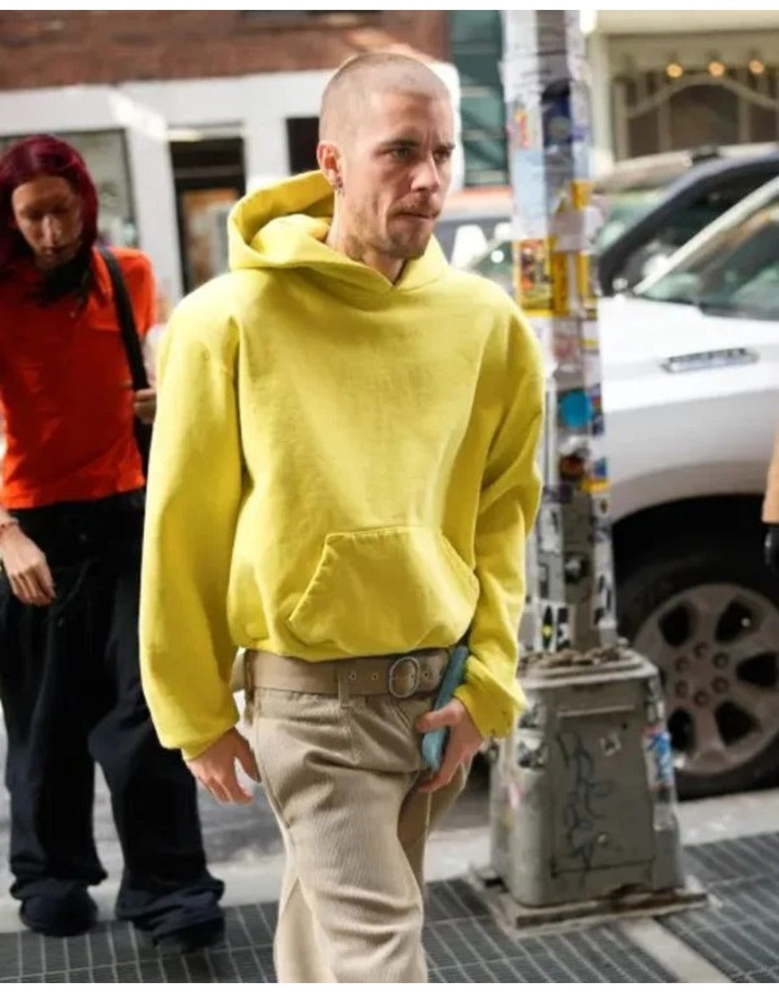 Justin Bieber NYC 2025 Yellow Hoodie