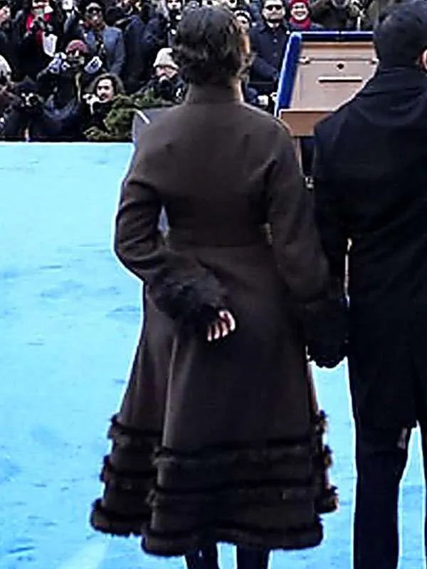 NYC Ceremonial Inauguration Rama Duwaji Fur Trim Coat