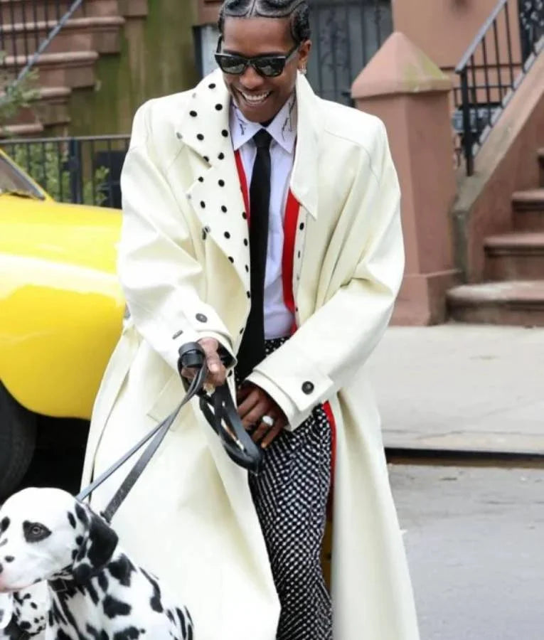 A$AP Rocky NYC 2025 White Trench Coat
