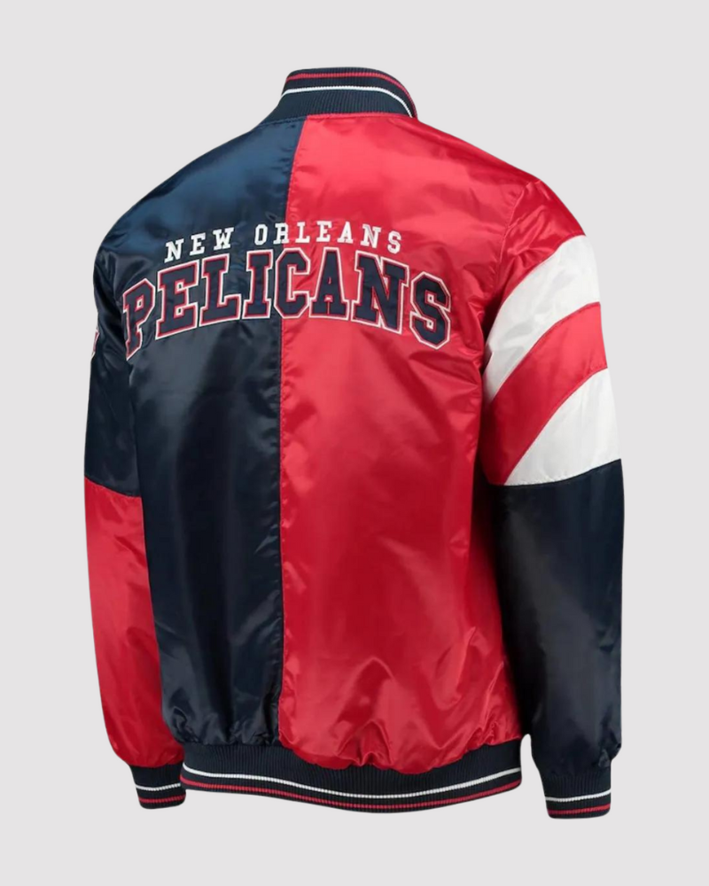 New Orleans Pelicans Leader 75th Anniversary Red/navy Color Block Varsity Jacket