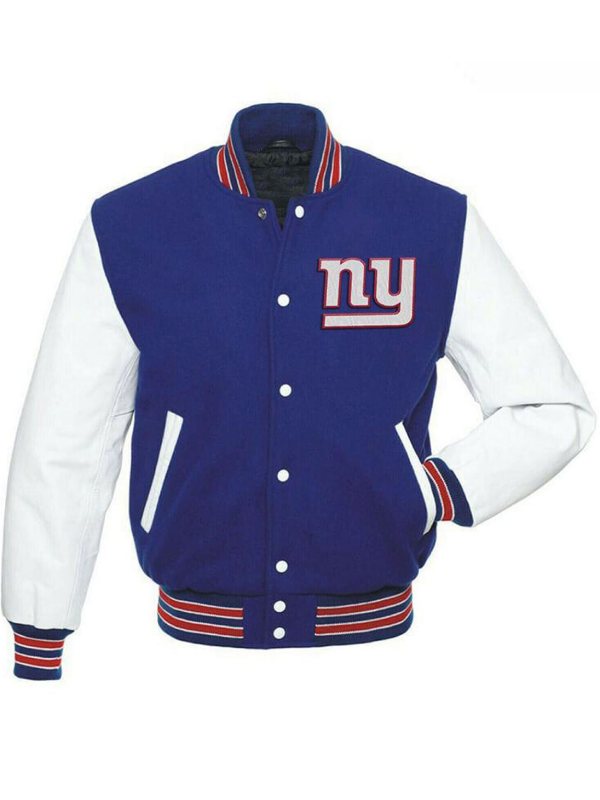 New York Giants White and Blue Varsity Jacket