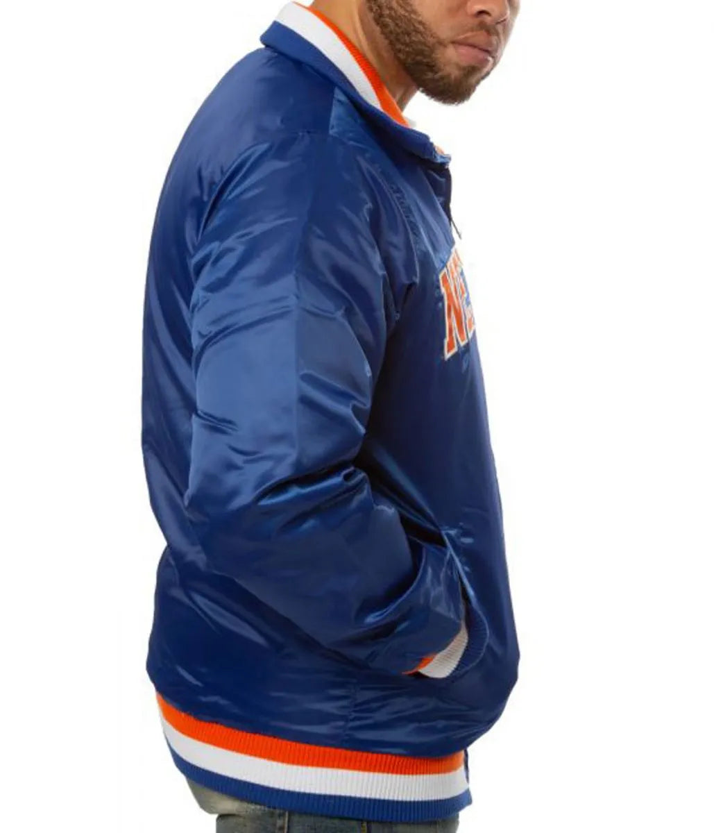 New York Knicks Starter Bomber Blue Satin Jacket