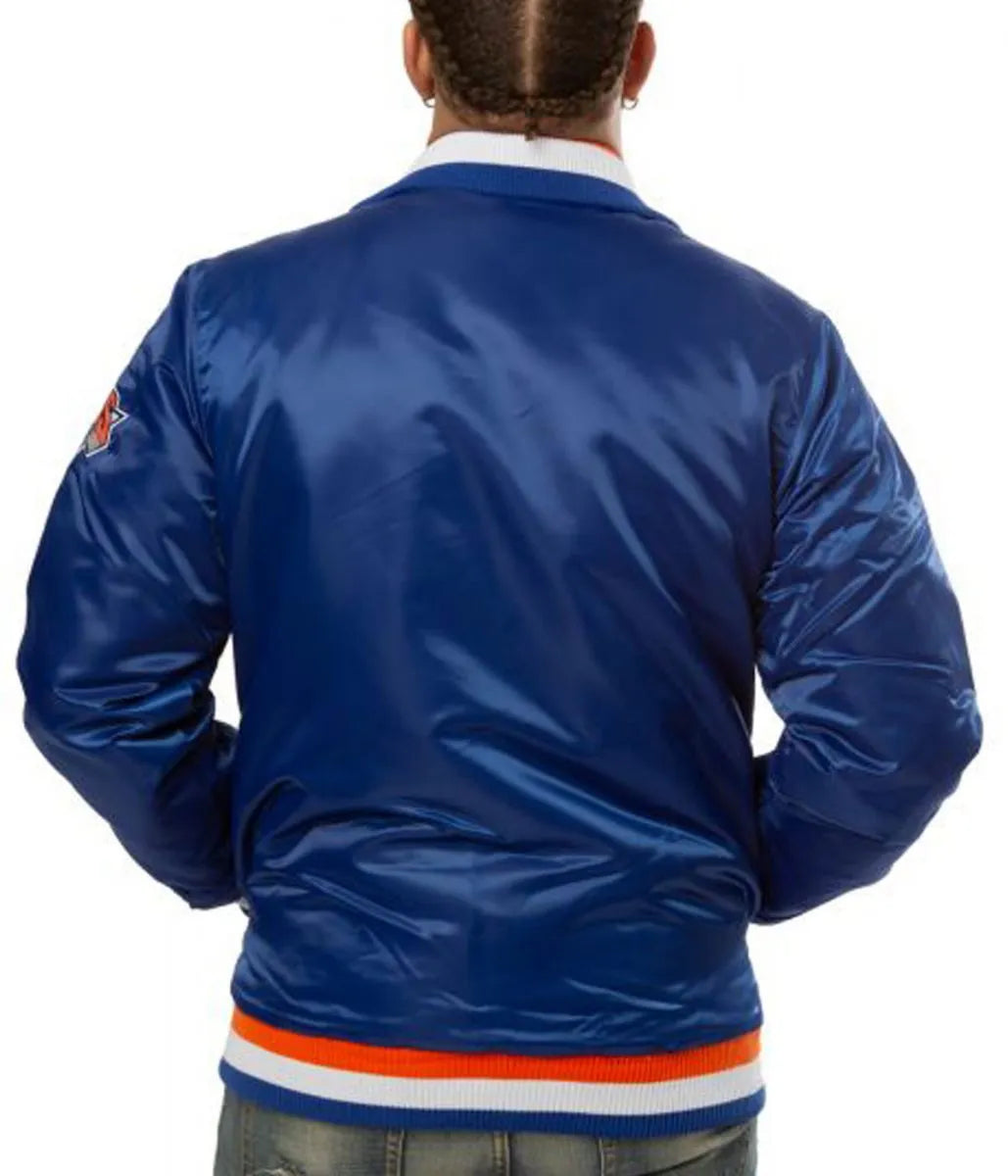 New York Knicks Starter Bomber Blue Satin Jacket
