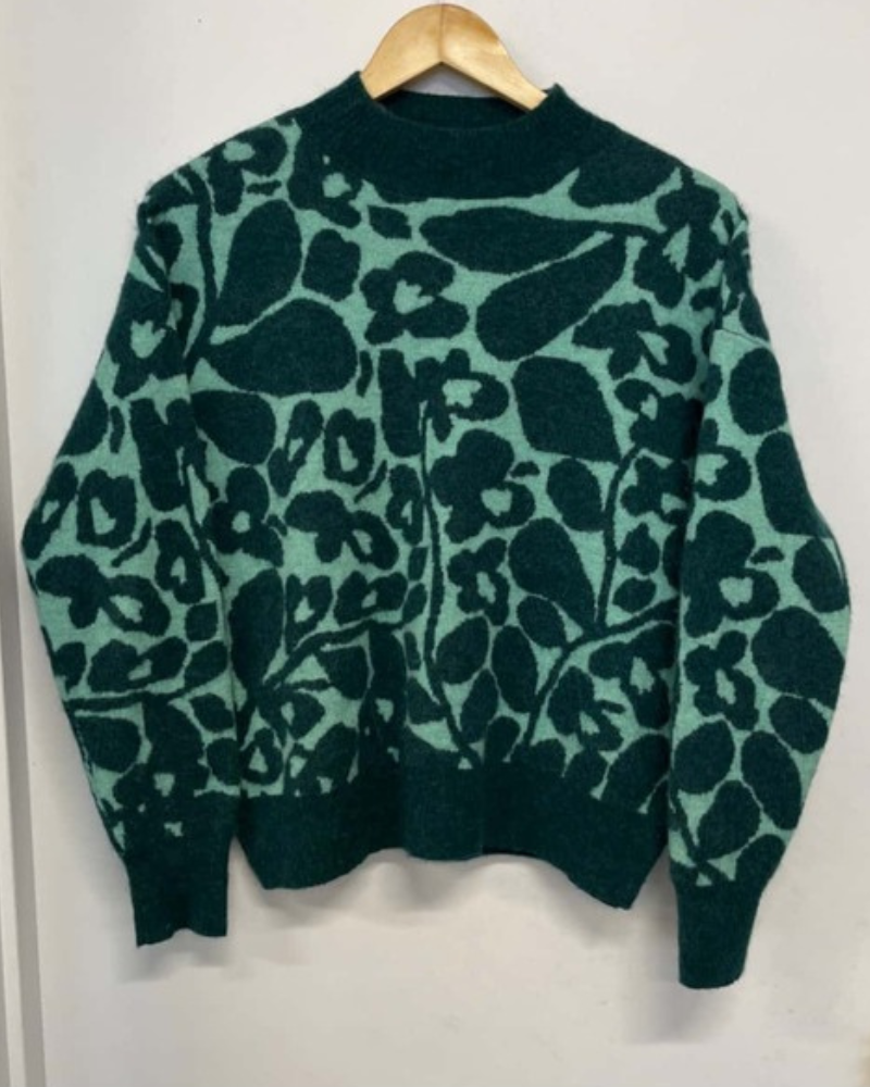Under The Vines S03 Carrie Green Floral Knitted Jumper