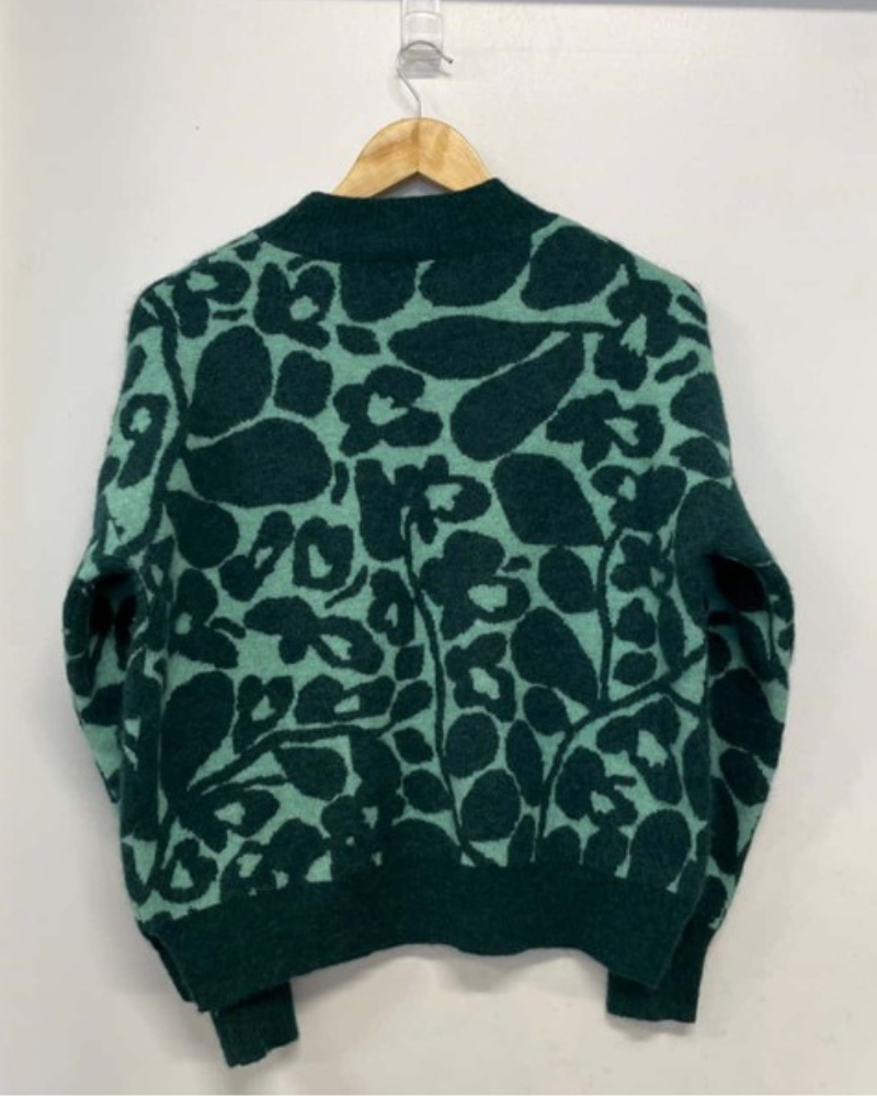Under The Vines S03 Carrie Green Floral Knitted Jumper