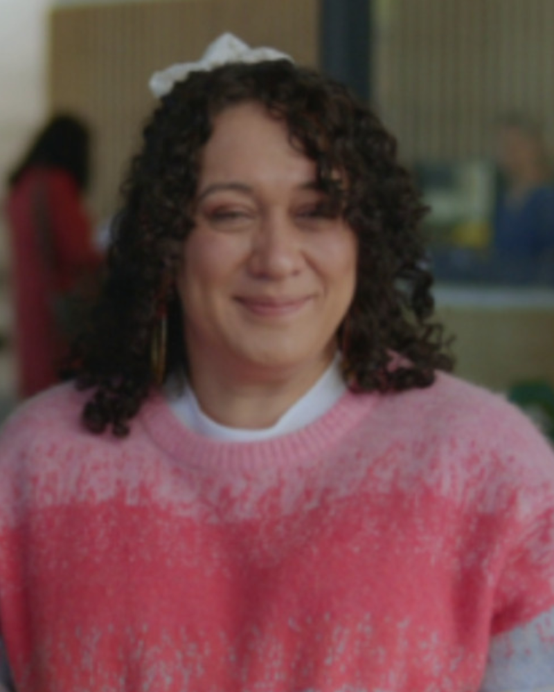 Under The Vines S03 Carrie Green Pastel Striped Sweater