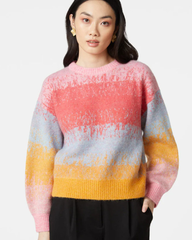 Under The Vines S03 Carrie Green Pastel Striped Sweater