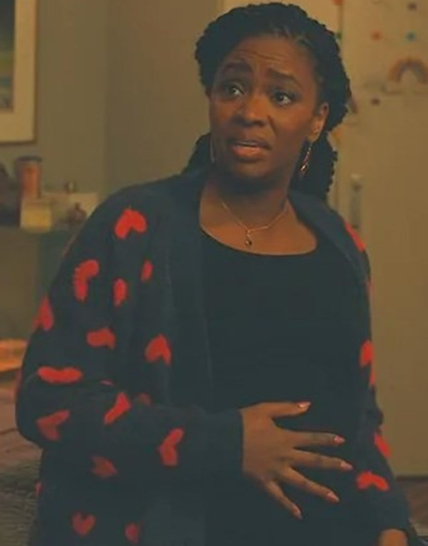 No-Good-Deed-2024-Teyonah-Parris-Heart-Print-Cardigan