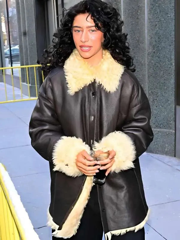Odessa A’zion Shearling Leather Coat