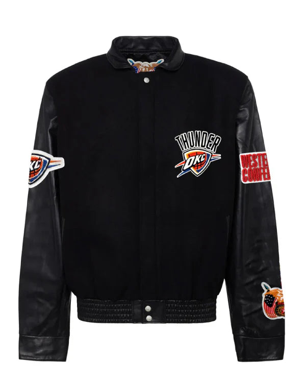 Oklahoma City Thunder Black Wool & Leather Jacket