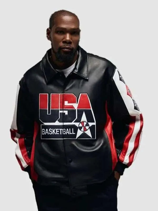 Kevin Durant Olympic Black Leather Jacket