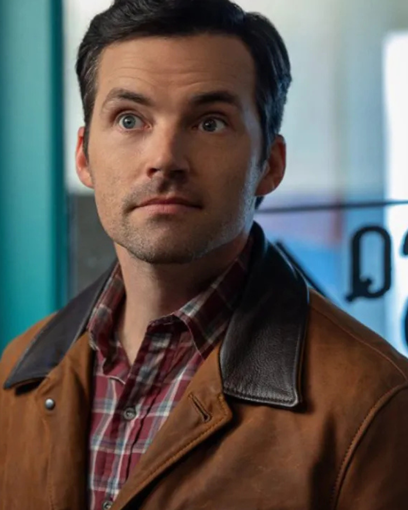 OurLittleSecretIanHardingBrownLeatherJacket