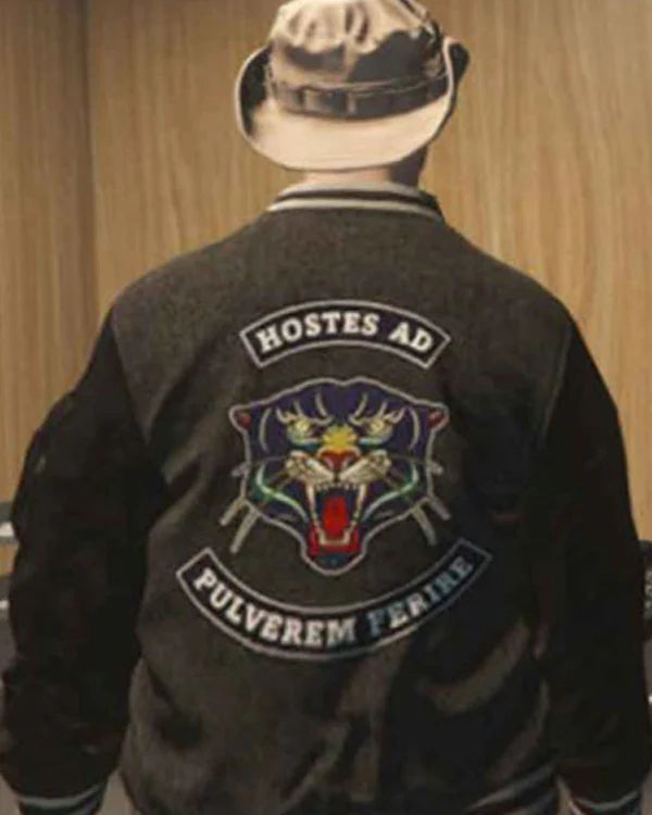 Panther GTA-VI Grey & Black Varsity Jacket