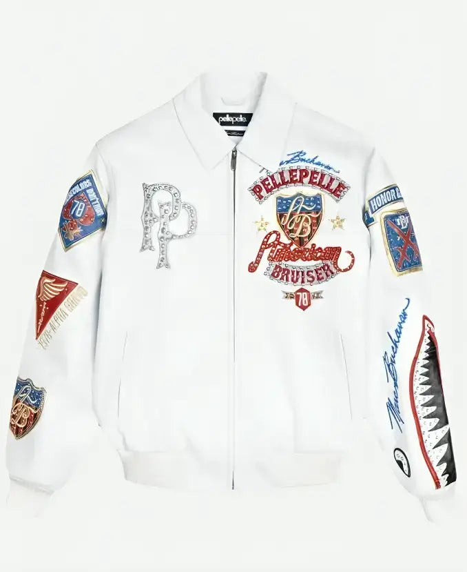 Pelle Pelle American Bruiser Plush White Crop Jacket