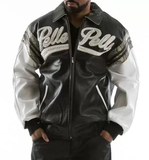 Pelle Pelle Black White Major League Leather Jacket